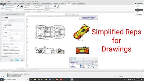 call asimplified rep into a creo drawing